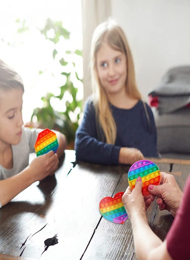 آرت بي لعبة ArtBee Rainbow Pop Fidget Toy، لعبة Push Pop Bubble Fidget Sensory للأطفال والكبار، لعبة Fidget Popper لتخفيف التوتر - 4 أشكال Fidget Poppers الحسية - دائرة، مربع، مثمن، قلب (قوس قزح نيون) - Image 4